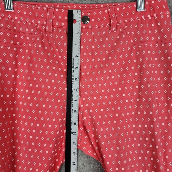 Women's Rafaella Comfort Red Diamond Print Pants Stretch Size 10 - Picture 8 of 13